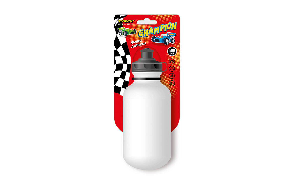 

Фляга TRIX Champion детская, 500 мл, защитная крышка, LDPE, Белый