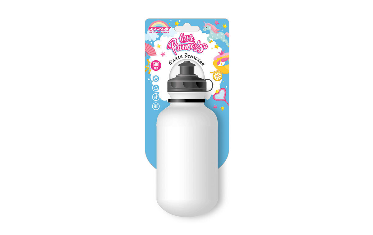 

Фляга TRIX Little Princess детская, 500 мл, защитная крышка, LDPE, Белый