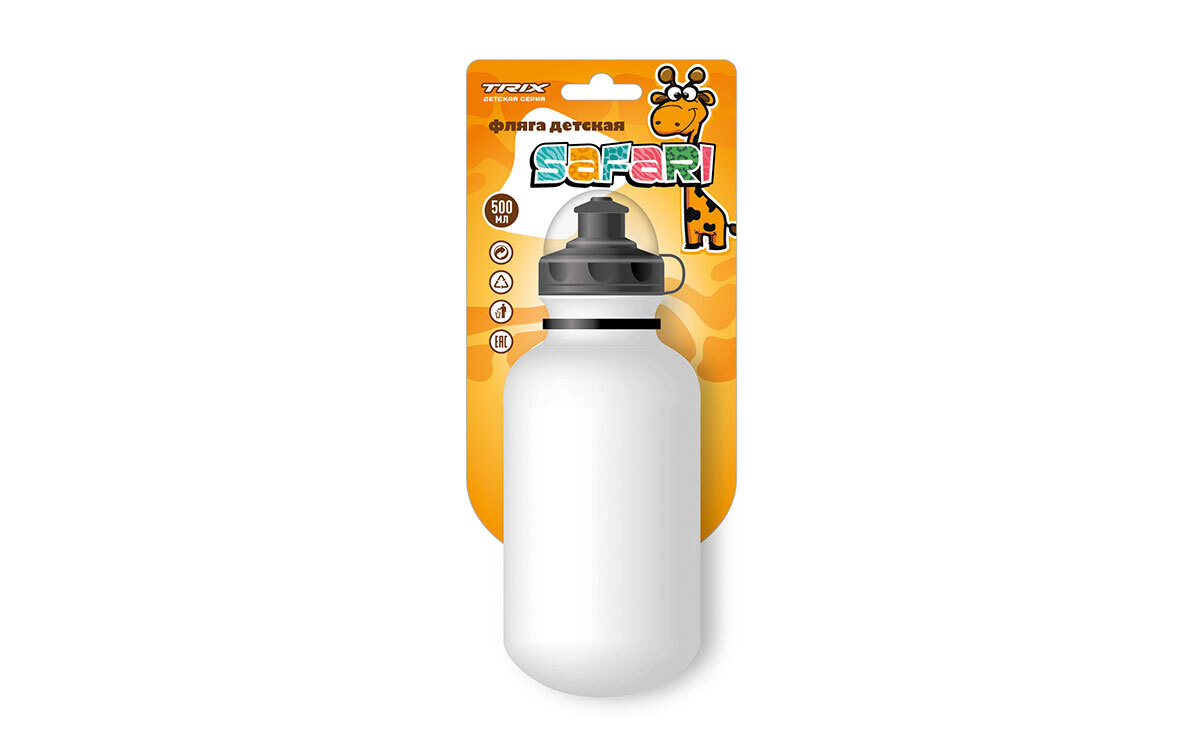 

Фляга TRIX Safari детская, 500 мл, защитная крышка, LDPE, Белый