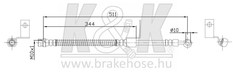 

K K FT0218 Шланг тормозной передн лев HYUNDAI: MATRIX 1.5 CRDI/1.6/1.8 01- 1шт