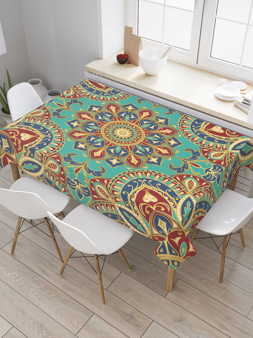 

Скатерть прямоугольная JoyArty "Цветочный орнамент" из оксфорда, 180x145 см, Цветочный орнамент