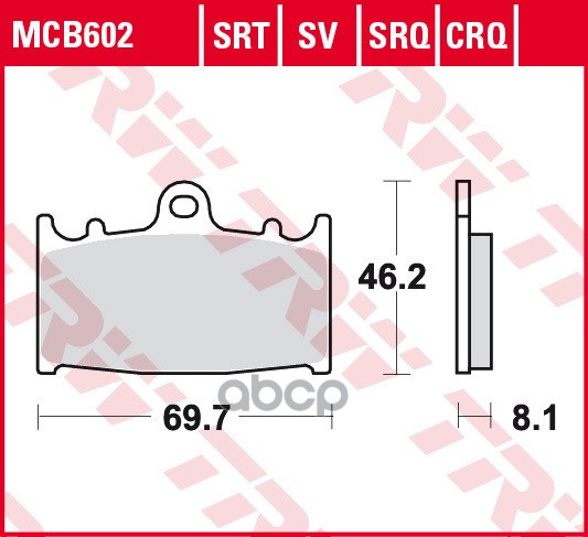 

Колодки SUZUKI MOTORCYCLES GSR GSR 600 (WVB9) [2006/01-2011/12] 1шт TRW MCB602