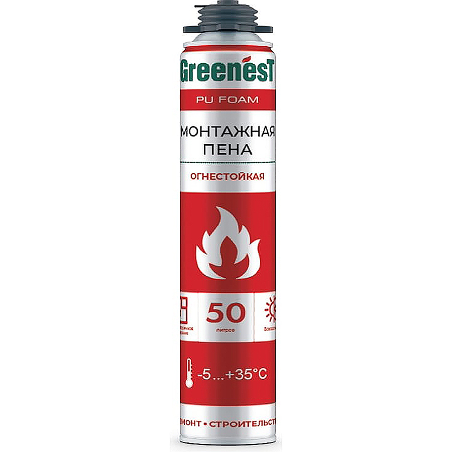 Пена монтажная GreenesT Pu Foam 50 профессиональная огнестойкая профессиональная пена монтажная greenest