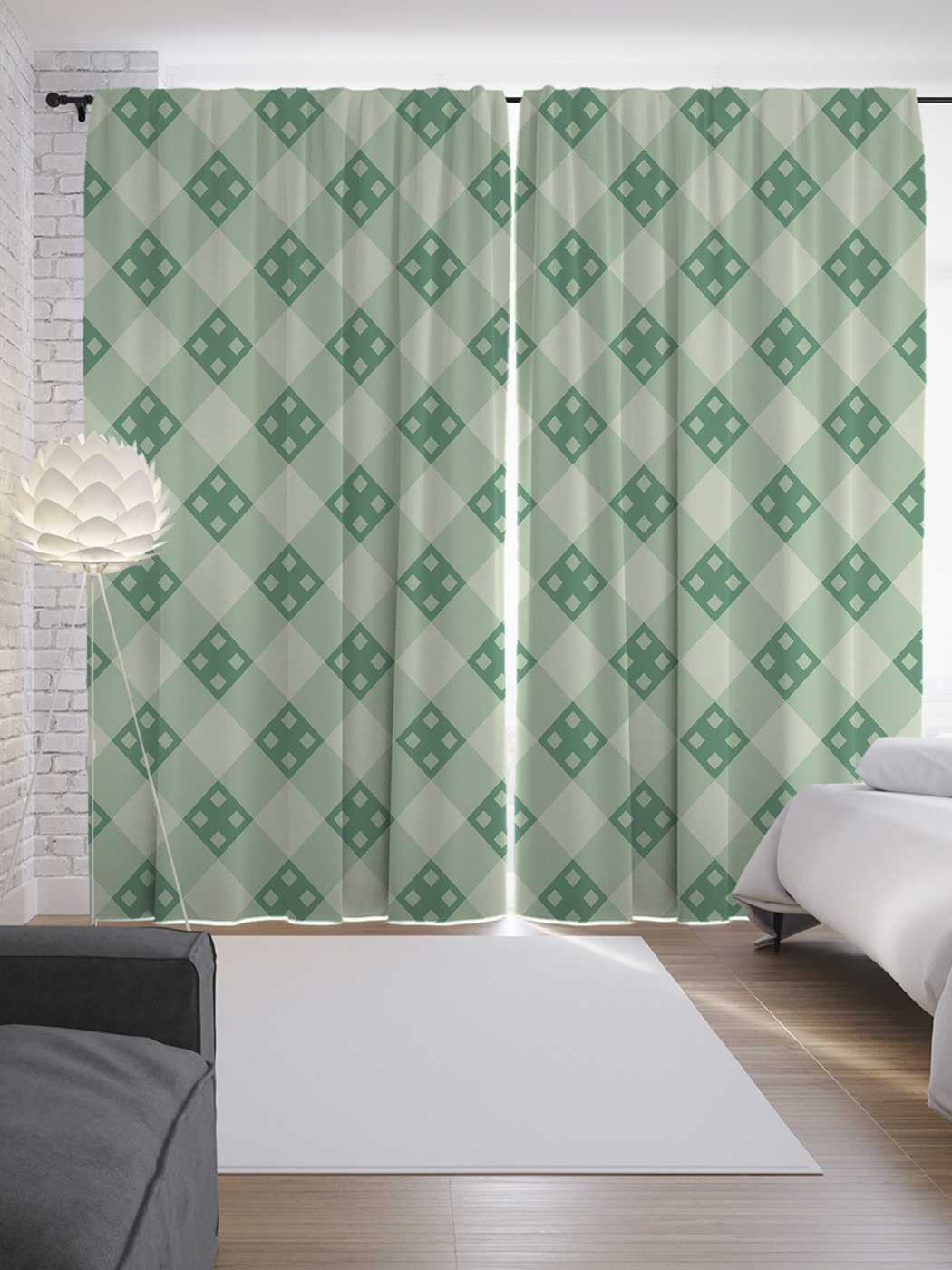 фото Шторы joyarty с фотопечатью "цветы в квадратах" из сатена, 290х265 см