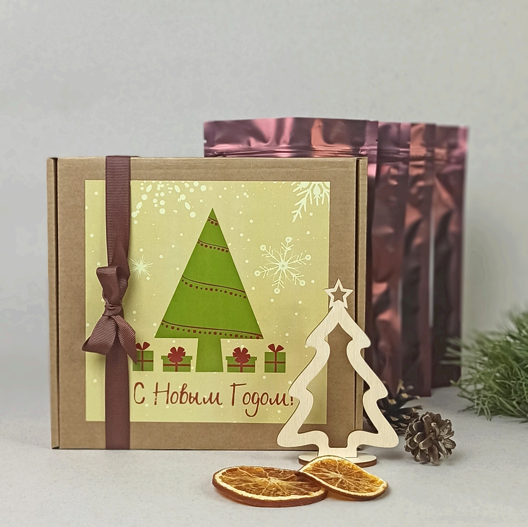 Подарочный набор Семь чашек Елка 4 вида зимнего чая