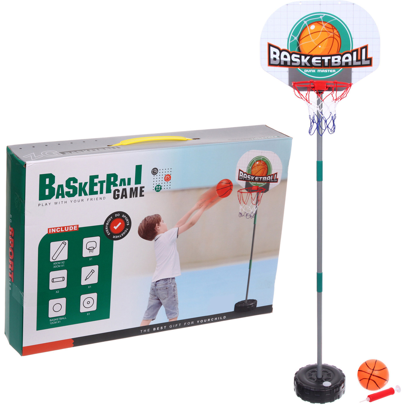 Баскетбольный набор Sportage Баскетбол 250-0345 Кольцо 150 см, сетка, мяч 12 см, насос