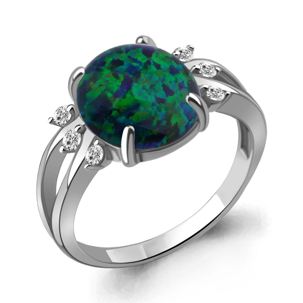 

Кольцо из серебра с опалом р. 18 Aquamarine 6577296А_925_р, 6577296А_925_р