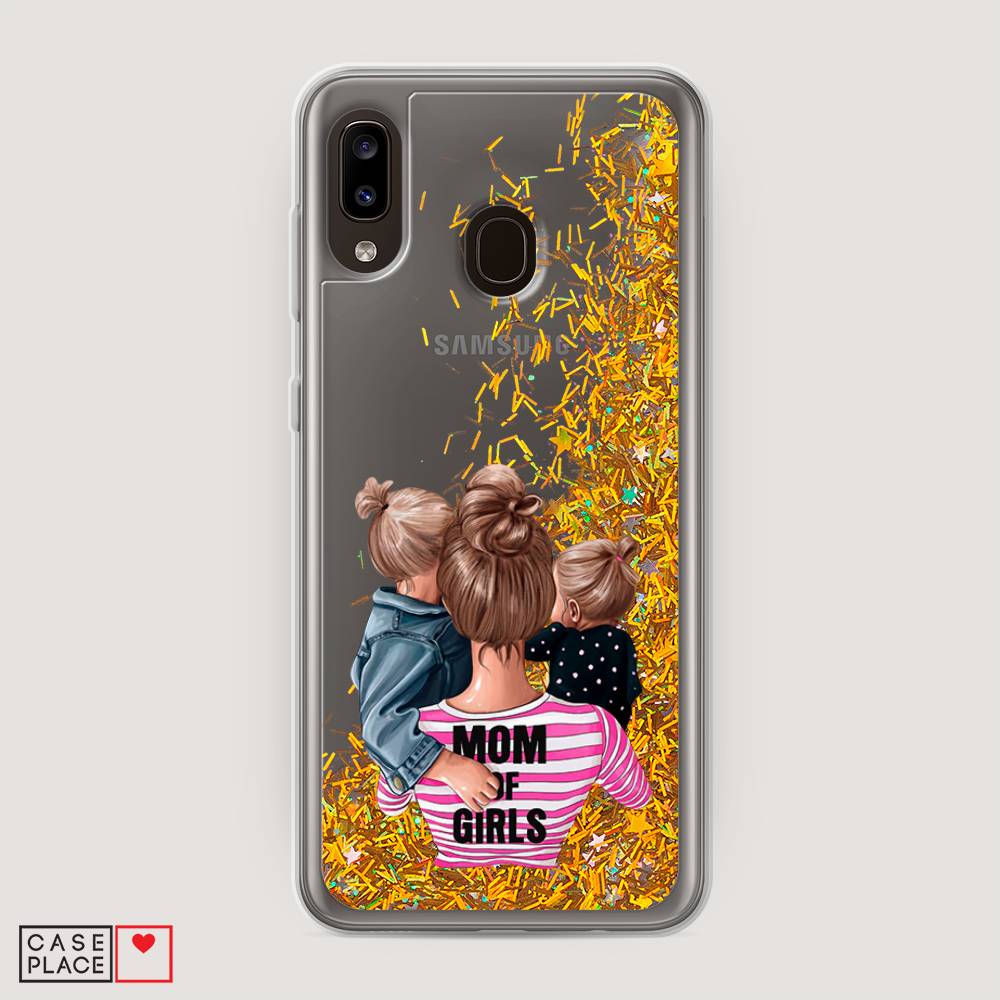 

Жидкий чехол с блестками "Mom of Girls" на Samsung Galaxy A20, 27690-1