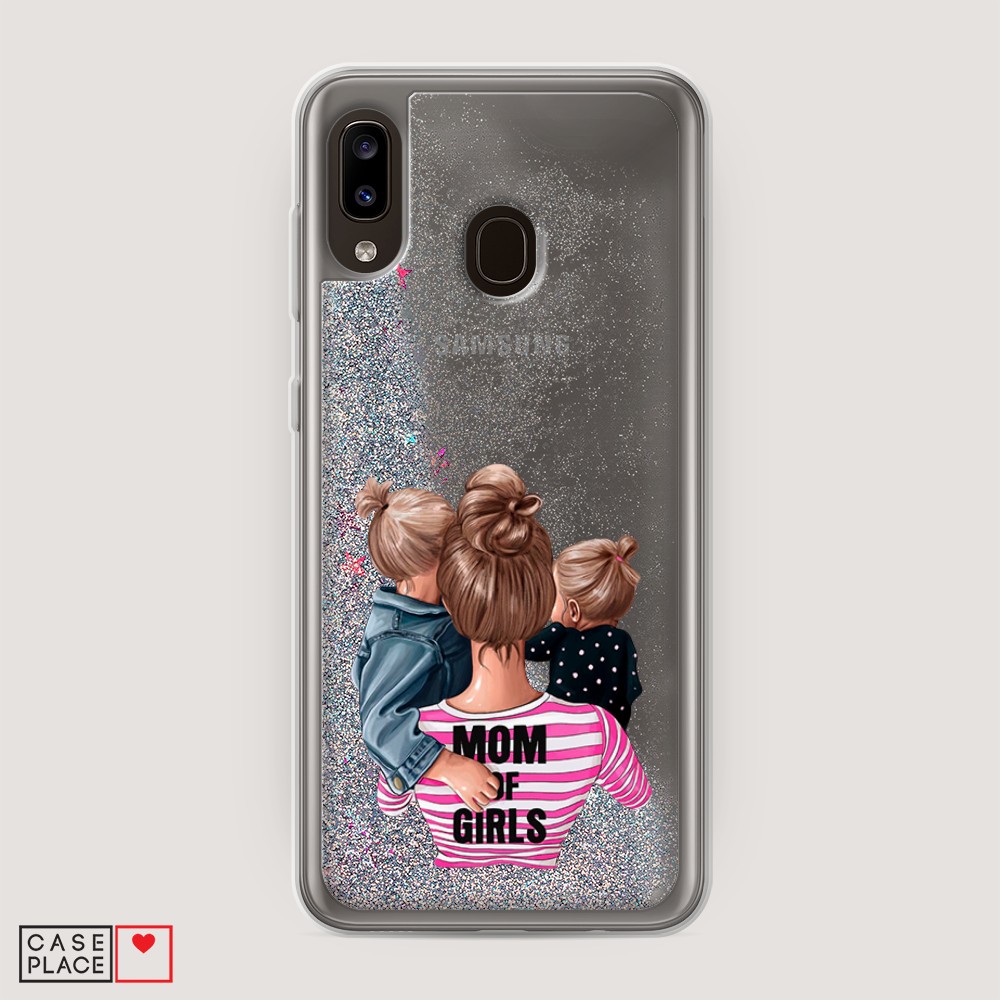 

Жидкий чехол с блестками "Mom of Girls" на Samsung Galaxy A20, 27691-1