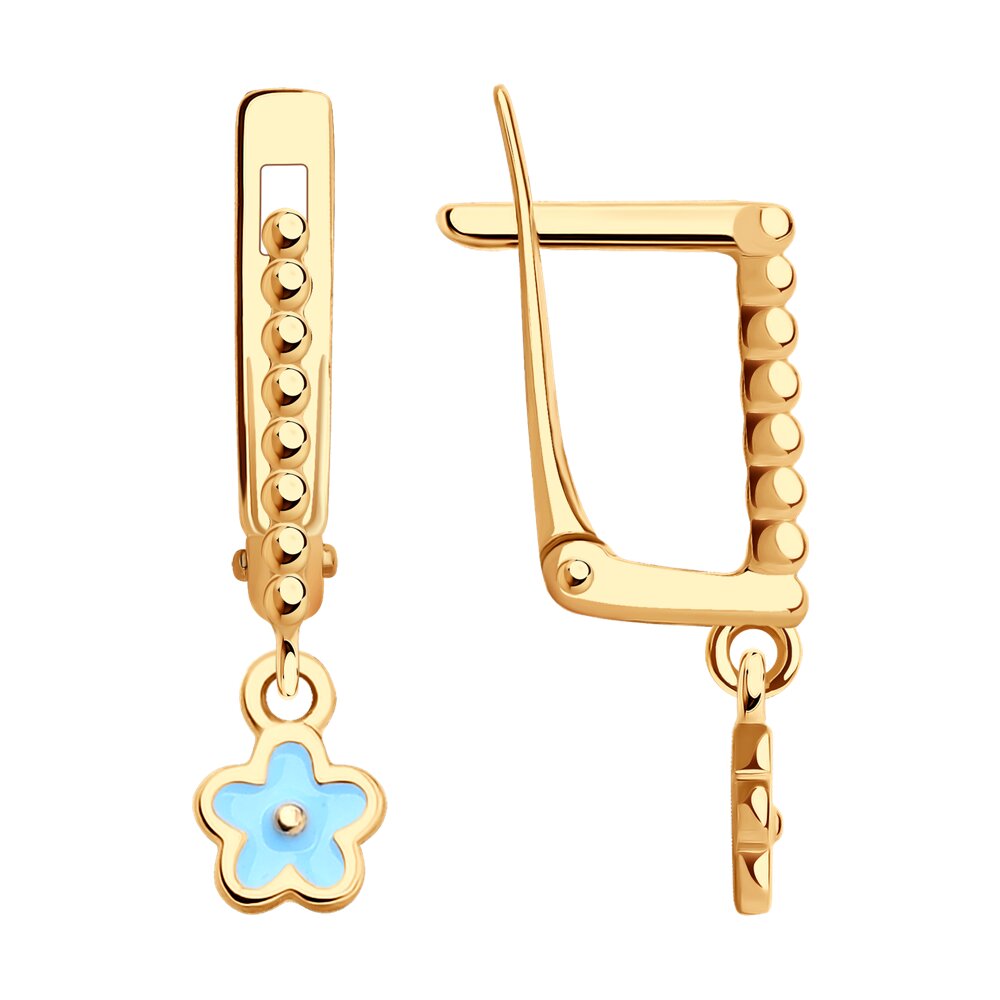

Серьги подвески из красного золота SOKOLOV 029946, эмаль, 029946