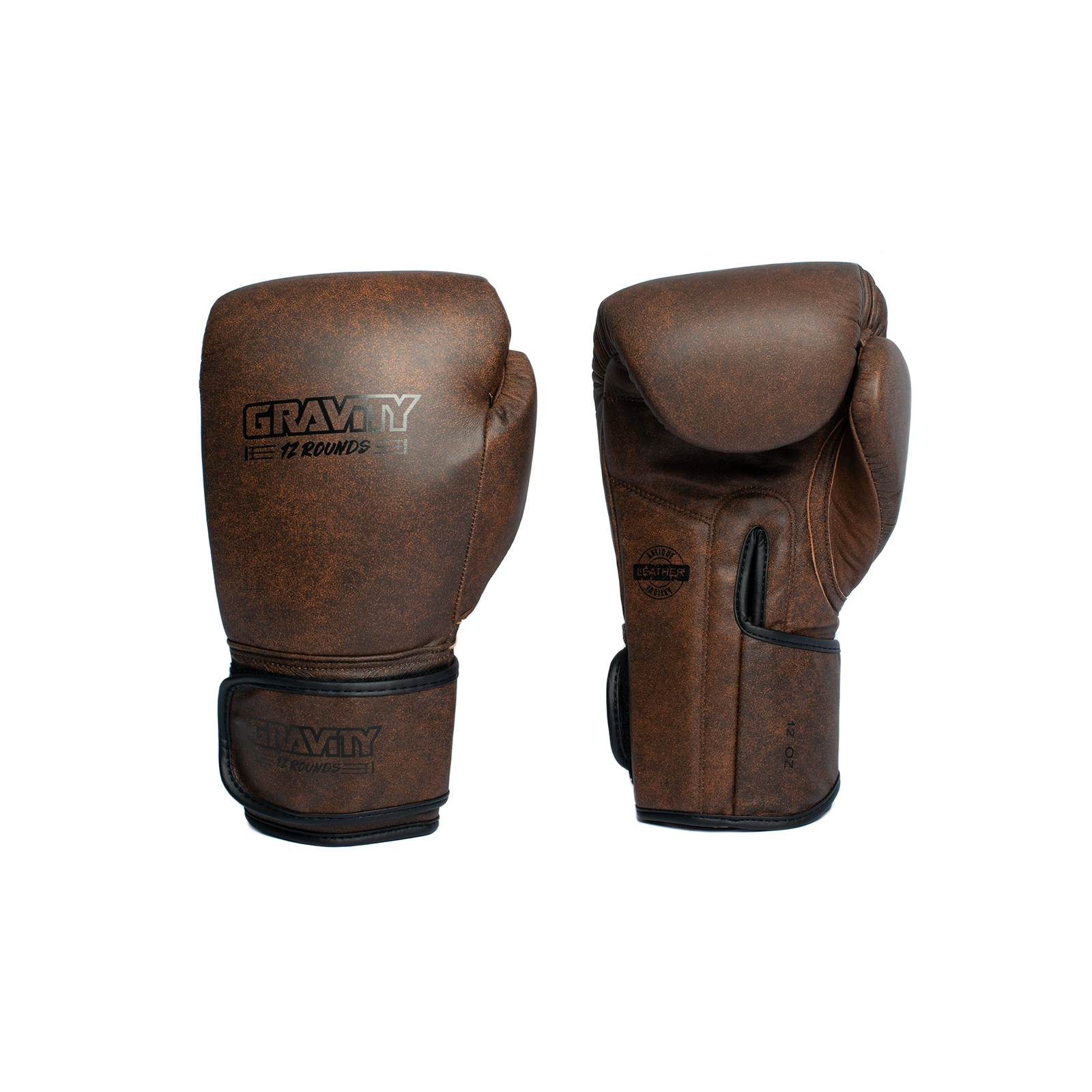 Перчатки для бокса Gravity, антикварная кожа, коричневые, 10 унций