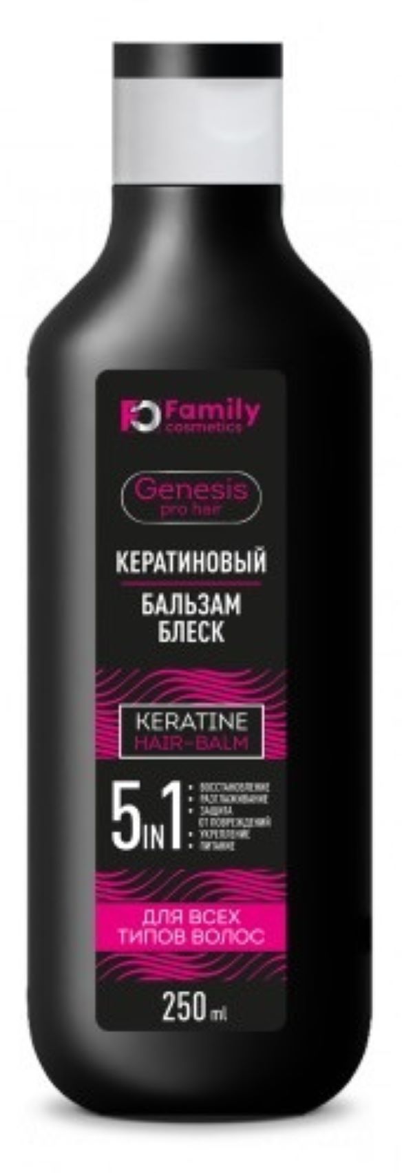 Бальзам Family Cosmetics кератиновый для всех типов волос, 250 мл х 2шт. белита бальзам для волнистых вьющихся и непослушных волос голливудские локоны 300 0