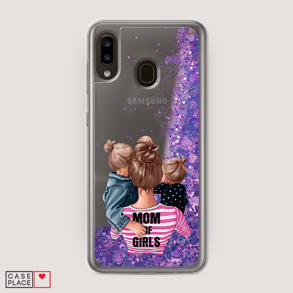 

Жидкий чехол с блестками "Mom of Girls" на Samsung Galaxy A30, 27592-1