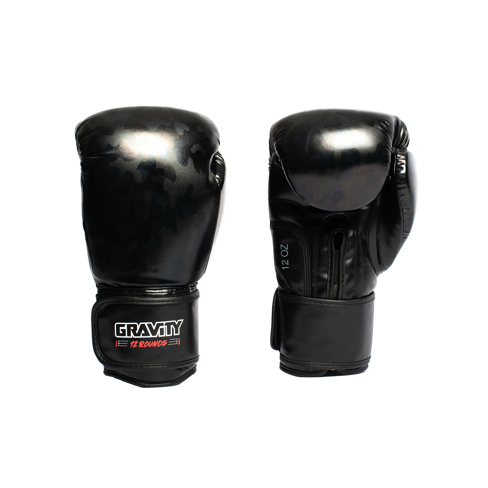 Перчатки для бокса Gravity, искусственная кожа, черный камуфляж, 10 унций