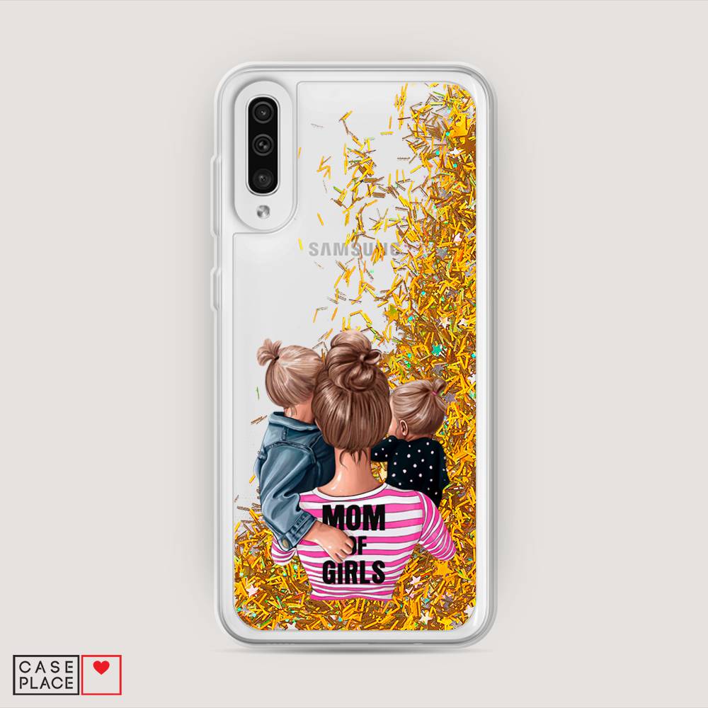 

Жидкий чехол с блестками "Mom of Girls" на Samsung Galaxy A30s, 28890-1