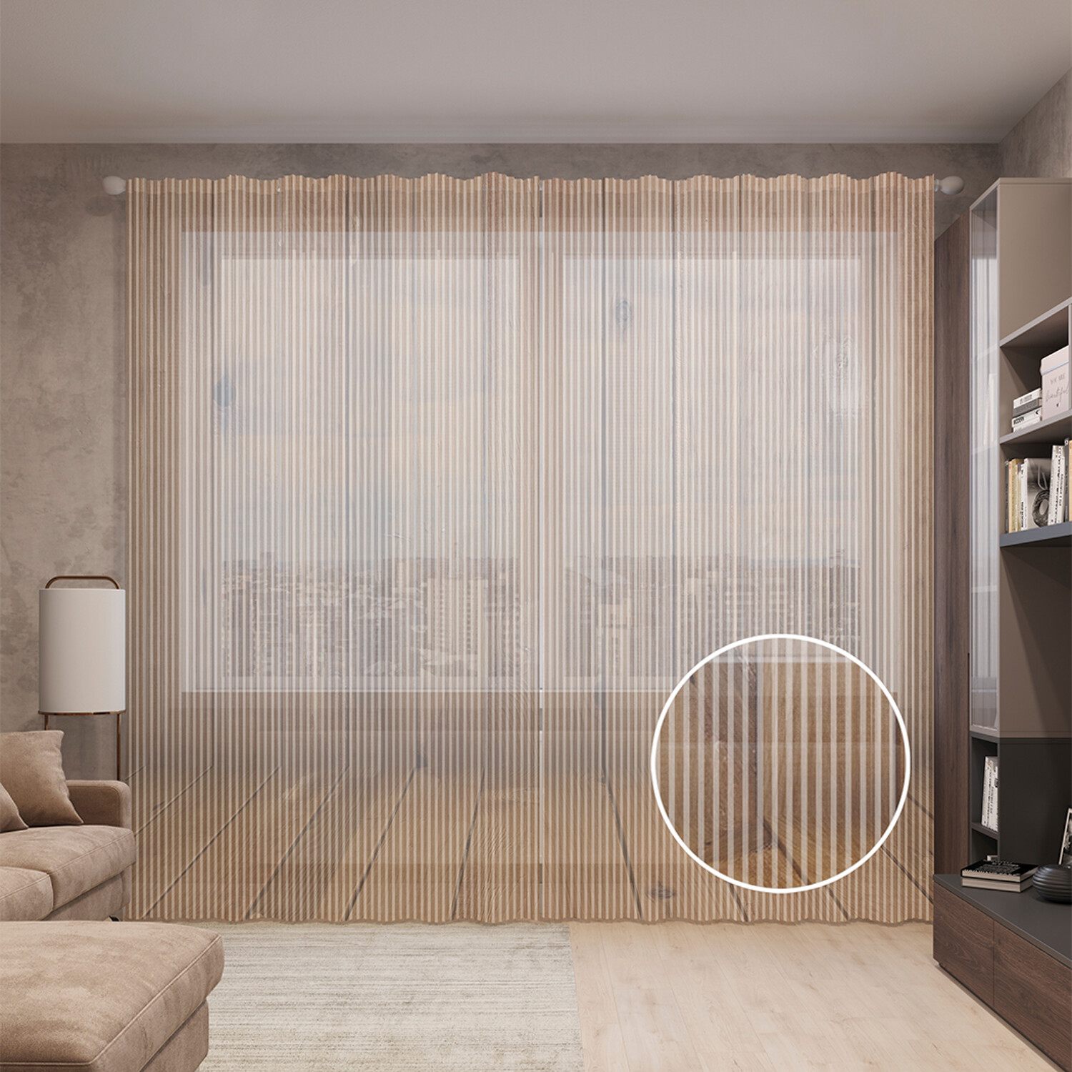 

Тюль вуаль на шторной ленте с принтом JoyArty "Отделка деревом", 310х265 см, Отделка деревом