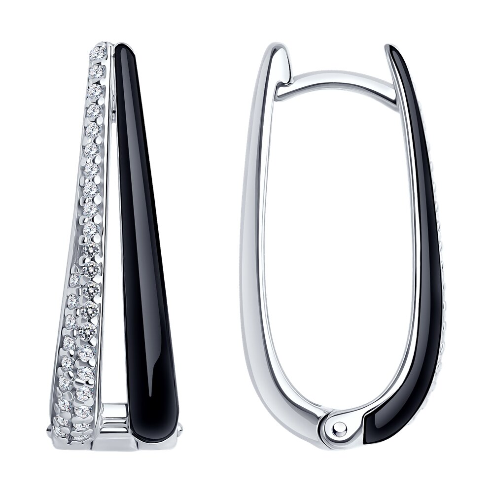 

Серьги из серебра Diamant 94-120-01810-1, фианит/эмаль, 94-120-01810-1