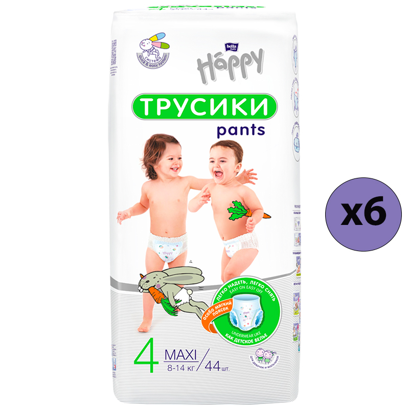 Трусики Bella Baby Happy Maxi 4 8-14 кг 44 шт 6 уп 7942₽