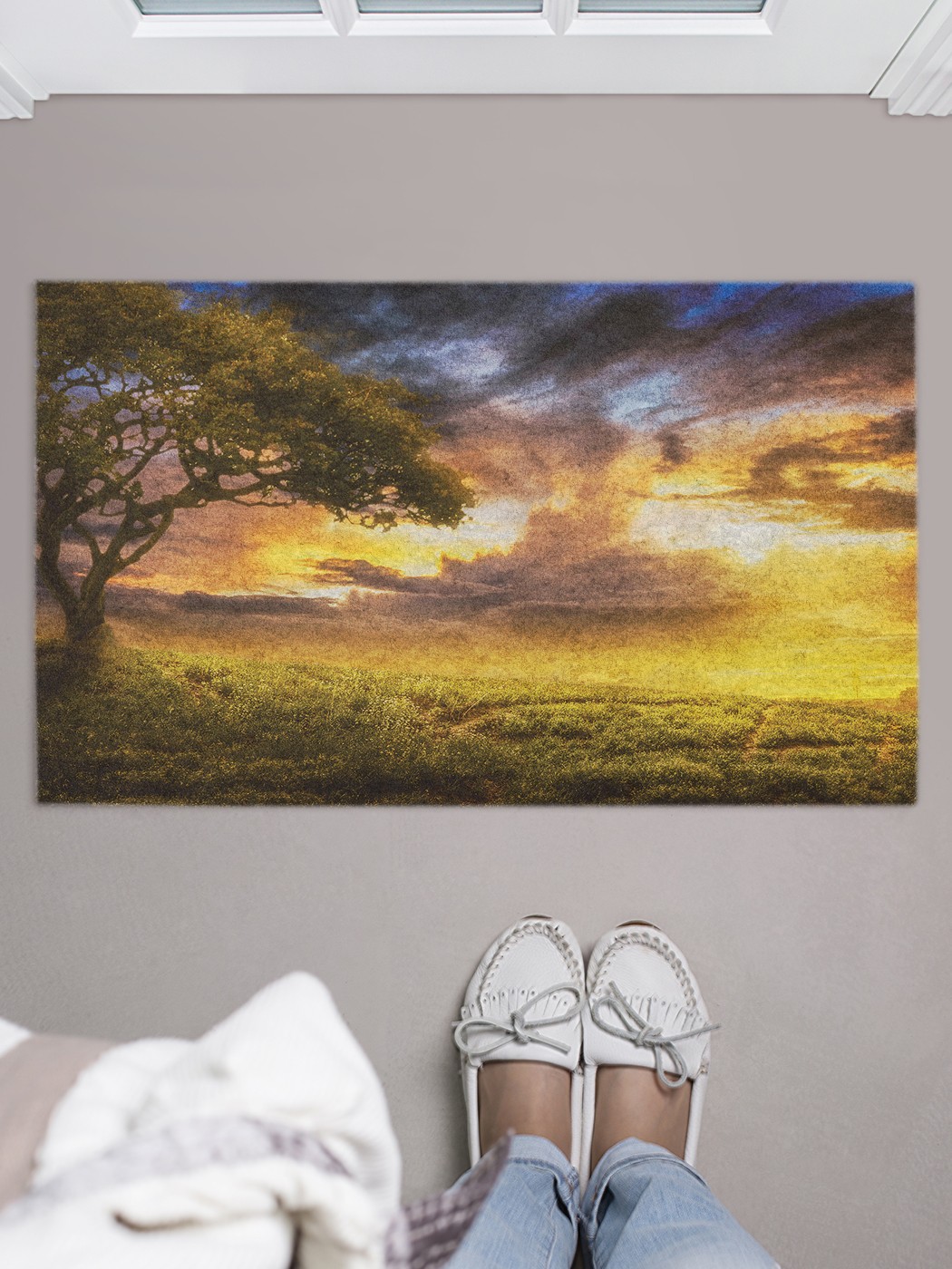 фото Придверный коврик в прихожую joyarty мятежный рассвет 75x45 см