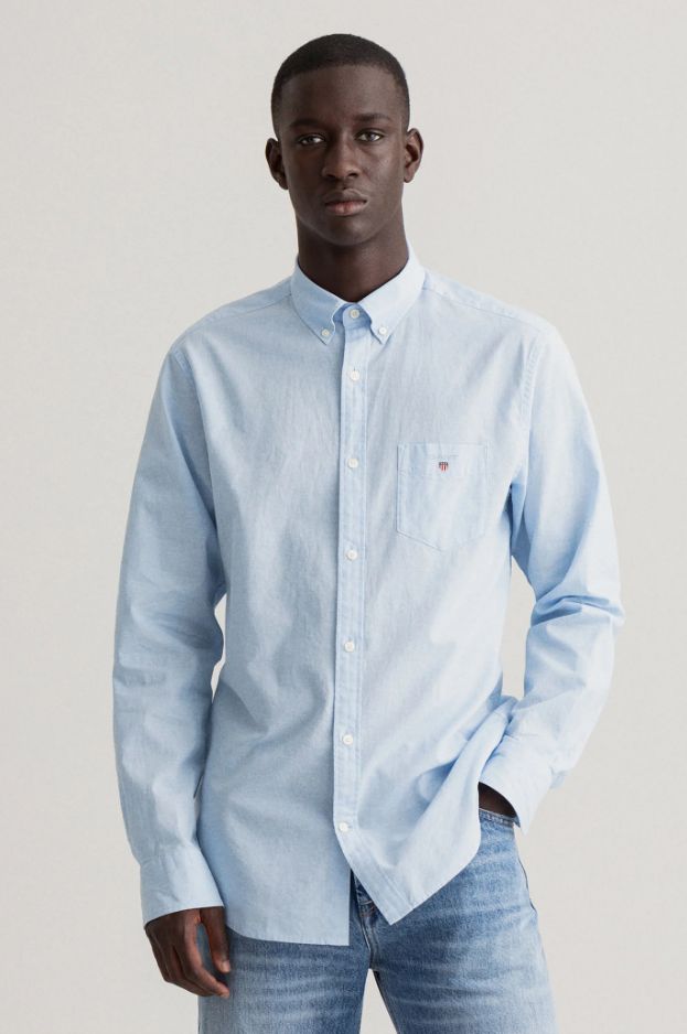 

Рубашка мужская GANT 3018670 голубая XL, Голубой, 3018670
