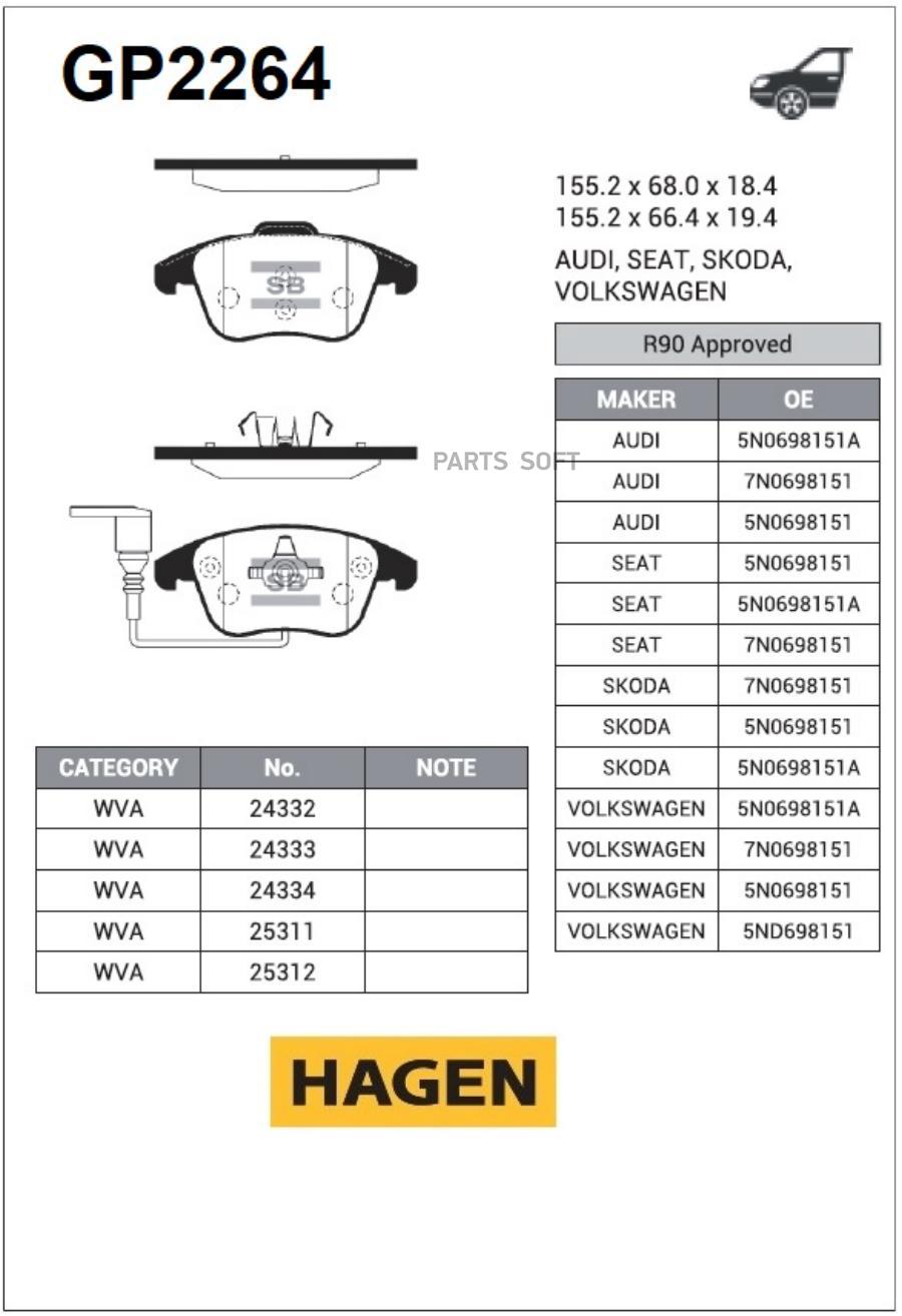 

Тормозные колодки Sangsin brake GP2264