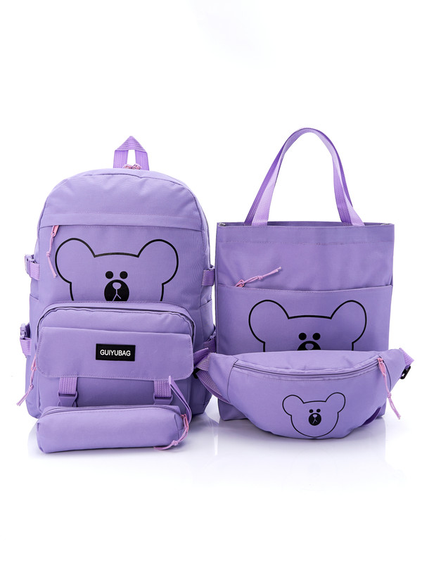 Комплект школьный с рюкзаком Casual Wear 4 предмета guiyubag-bear-purple 1580₽