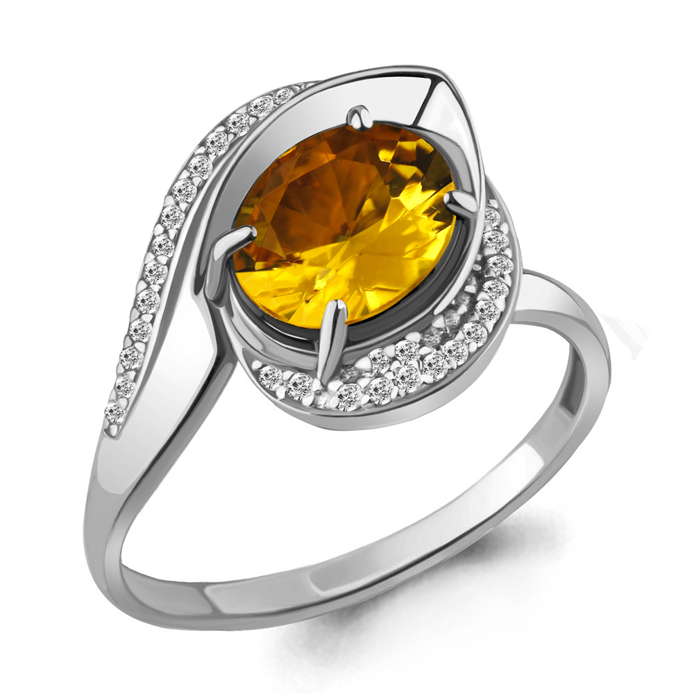 

Кольцо из серебра с цитрином р. , Aquamarine 6579006А_925_р, 6579006А_925_р