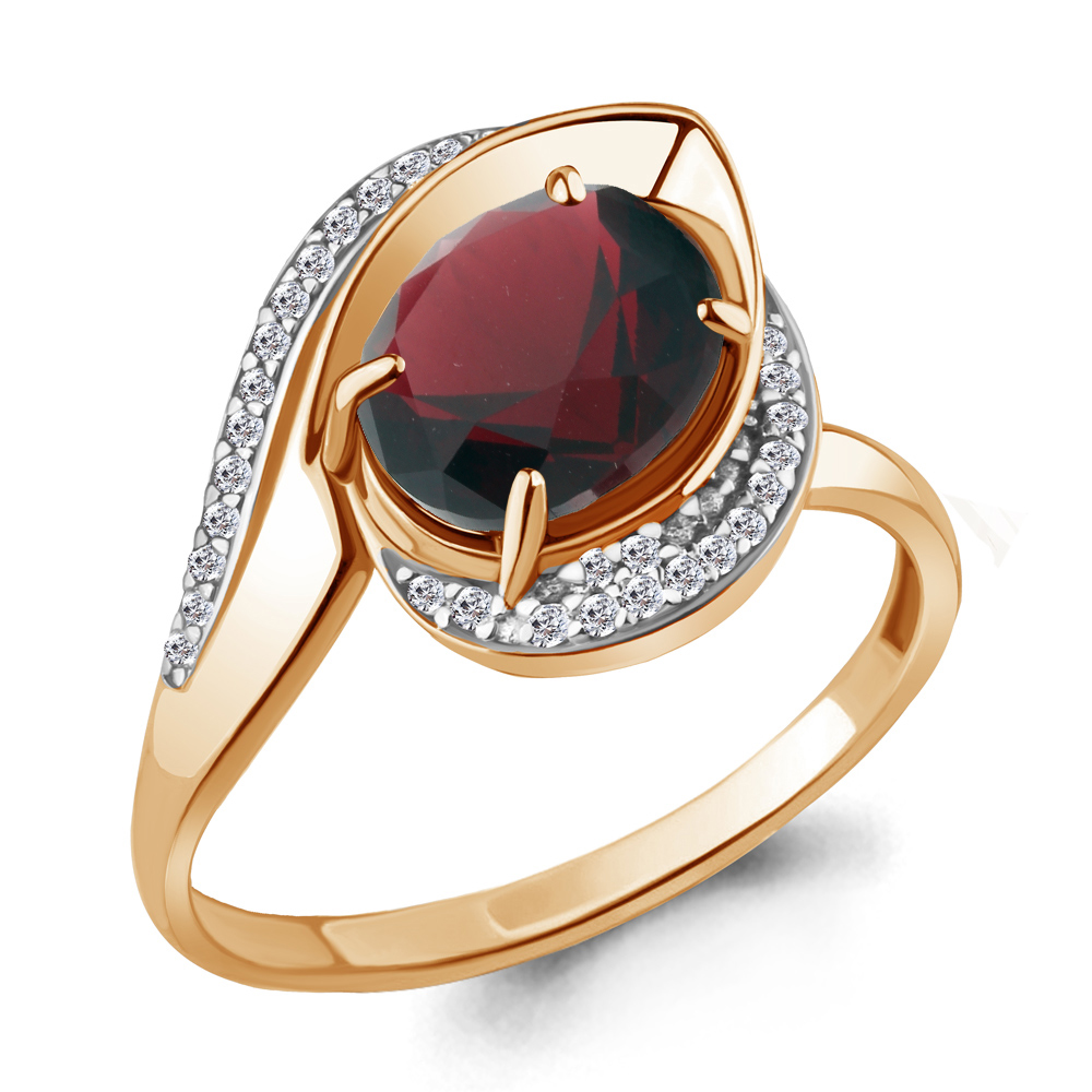 

Кольцо из серебра с гранатом р.  Aquamarine 6579085А_925_з, 6579085А_925_з