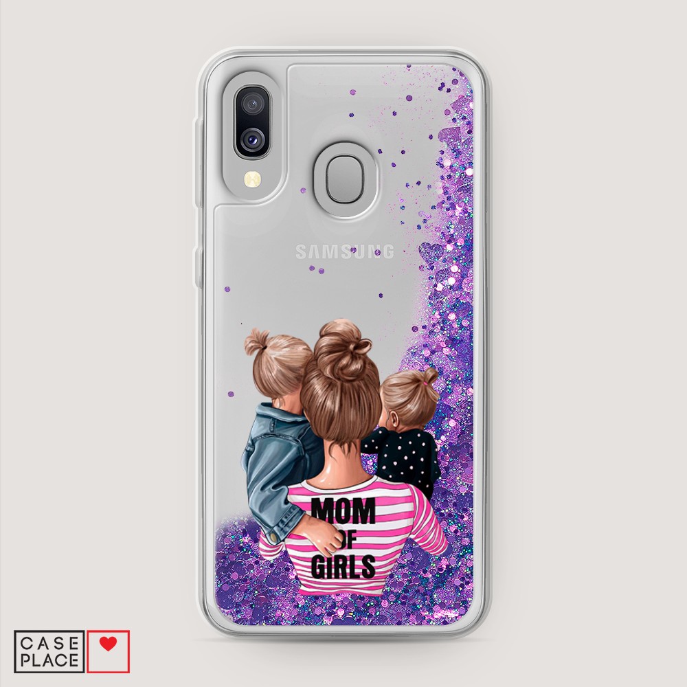 

Жидкий чехол с блестками "Mom of Girls" на Samsung Galaxy A40