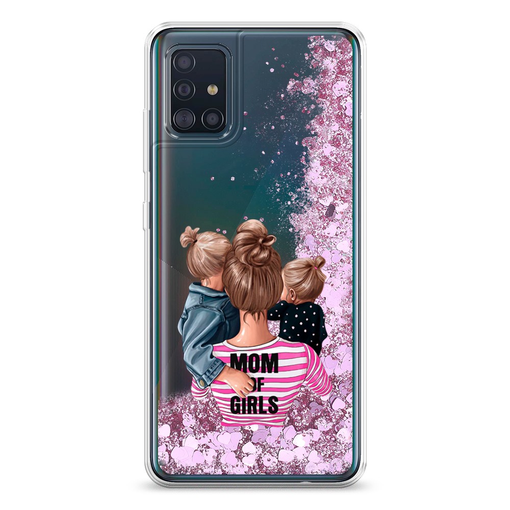

Жидкий чехол с блестками "Mom of Girls" на Samsung Galaxy A51, 28994-1