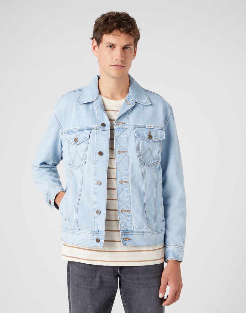 

Джинсовая куртка мужская Wrangler W45973Y94 голубая S, Голубой, W45973Y94