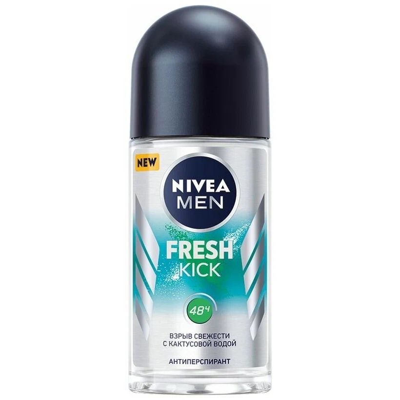 Дезодорант Nivea для тела Men Fresh Kick эффект свежести, 50 мл nivea men антиперспирант шариковый fresh kick