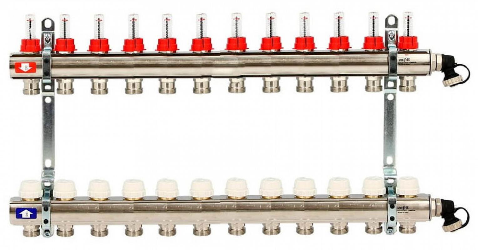 фото Коллектор uni-fitt 1" х12 вых 3/4" с расходомерами и вентилями, 440i4312