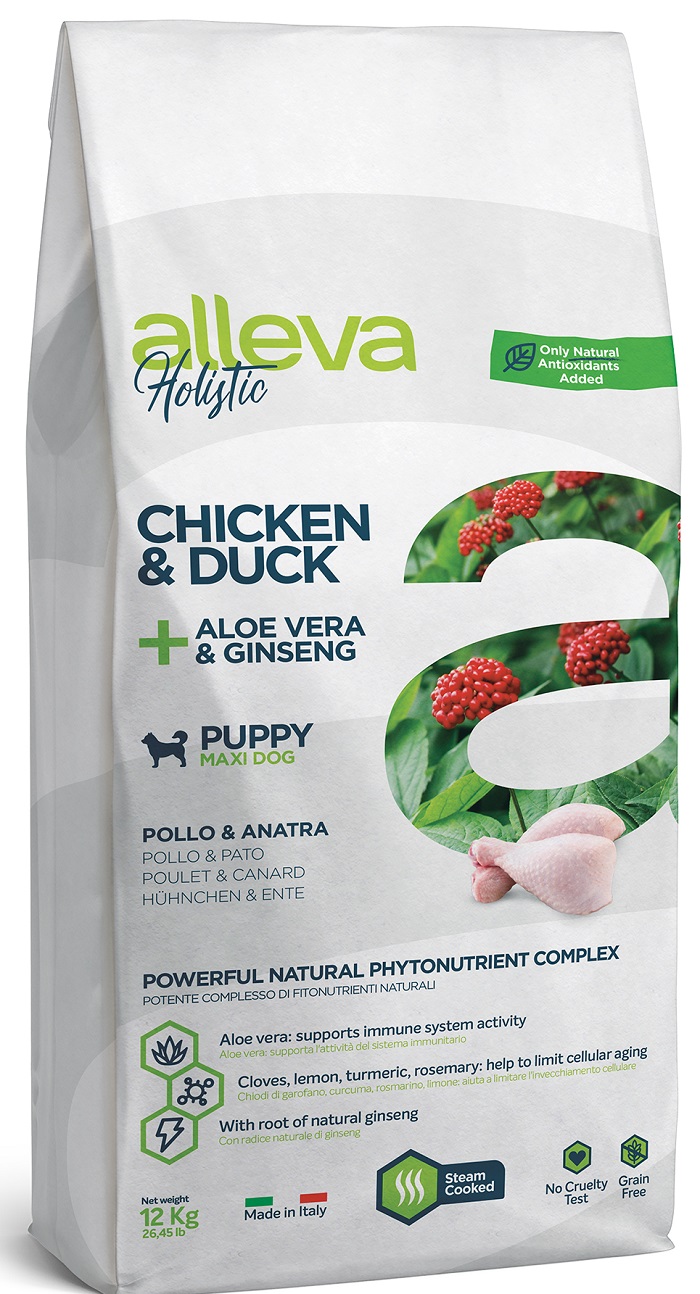 

Сухой корм для щенков Alleva Holistic, курица, утка, алое вера, женьшень, 12кг, Puppy/Junior Chicken & Duck Maxi