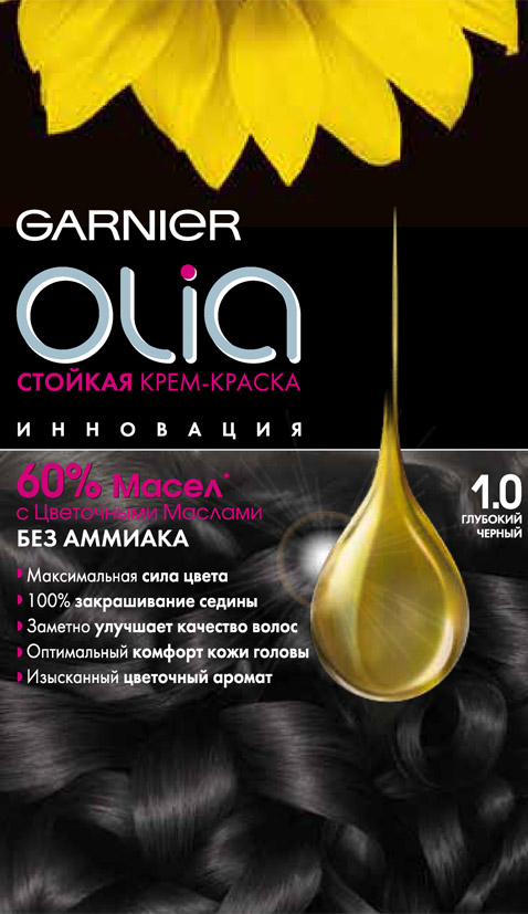 фото Краска для волос garnier olia, оттенок 1.0 глубокий черный