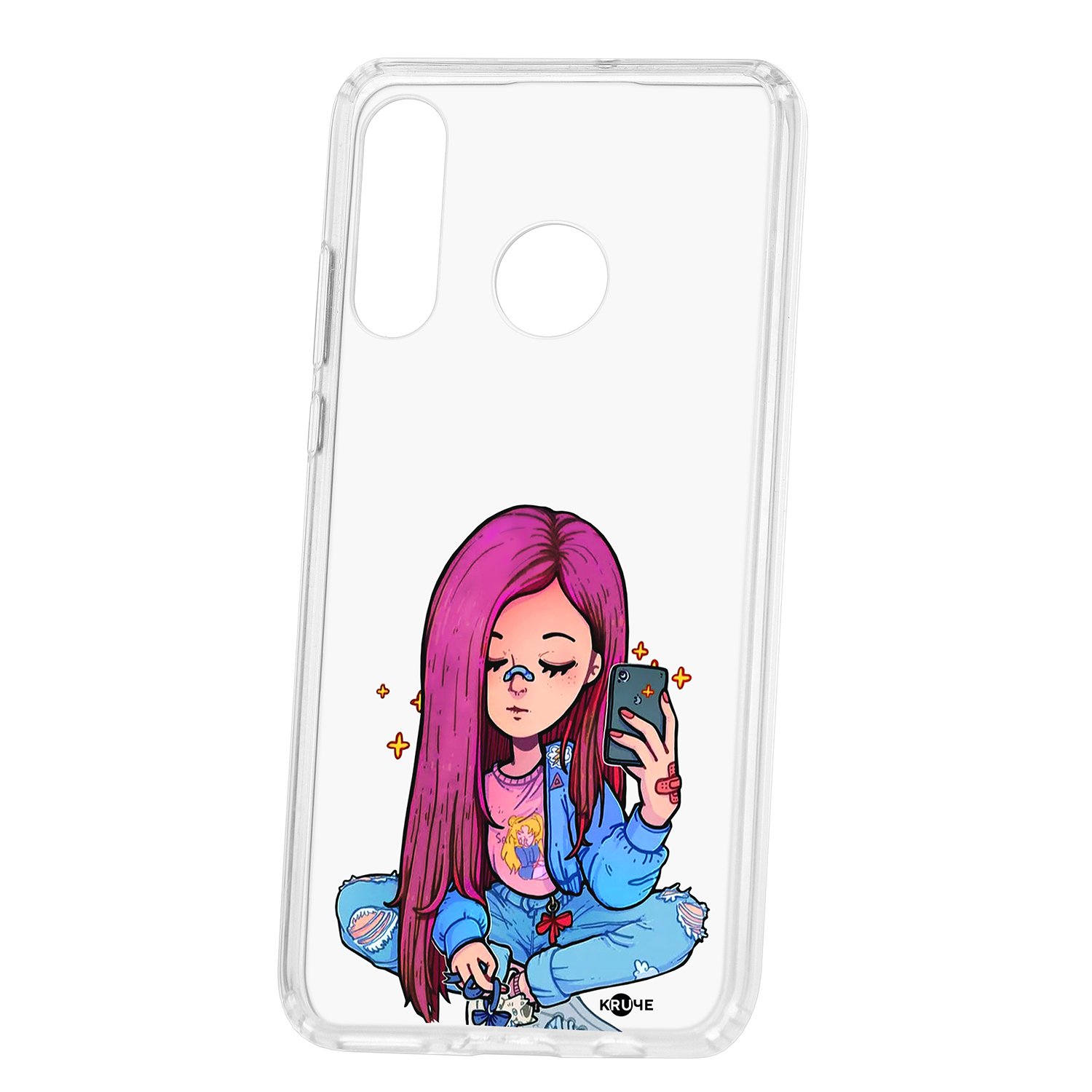 фото Чехол для huawei p30 lite / honor 20s / 20 lite / nova 4e кruче print pink hair