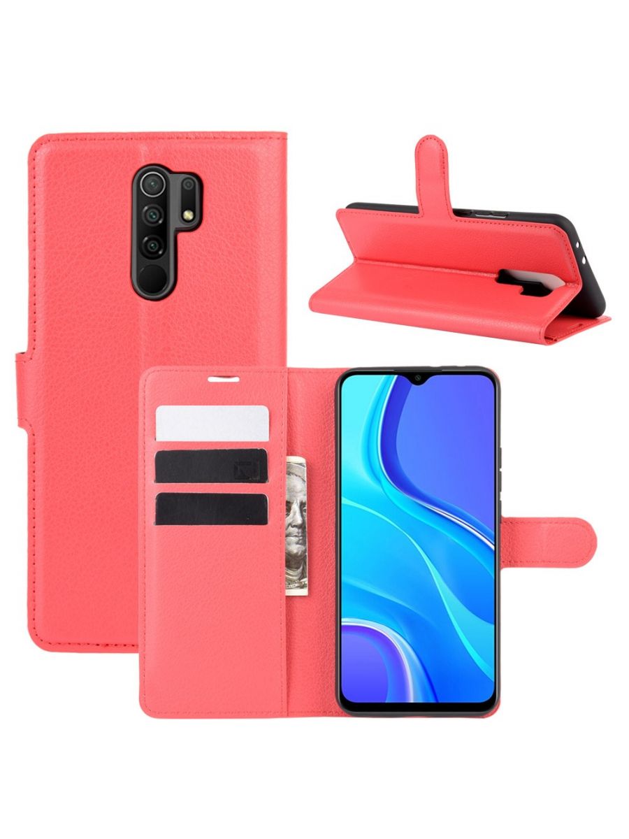 

Чехол Wallet для смартфона Xiaomi Redmi 9 красный