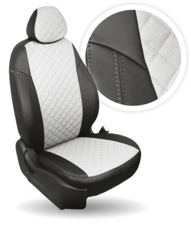 

Авточехлы Автопилот Volkswagen Touran I/II HighLine 2003-2015| Экокожа Ромб| Черный+Белый