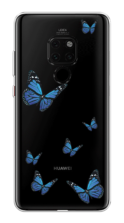 

Чехол на Huawei Mate 20 "Blue butterflies", Синий;черный, 66850-1