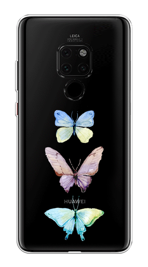 

Чехол на Huawei Mate 20 "Акварельные бабочки", Бирюзовый;розовый, 66850-1