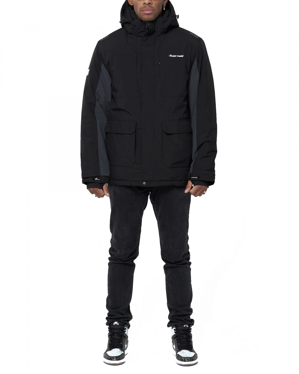 

Спортивная куртка мужская NoBrand AD88815 черная M, Черный, AD88815