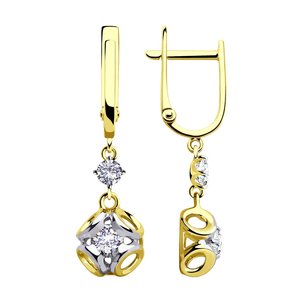 

Серьги подвески из желтого золота Diamant 53-121-00510-1, фианит, 53-121-00510-1