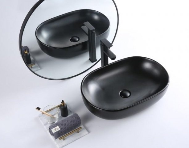 фото Раковина накладная 60 см belbagno bb1084-h301, матовый черный