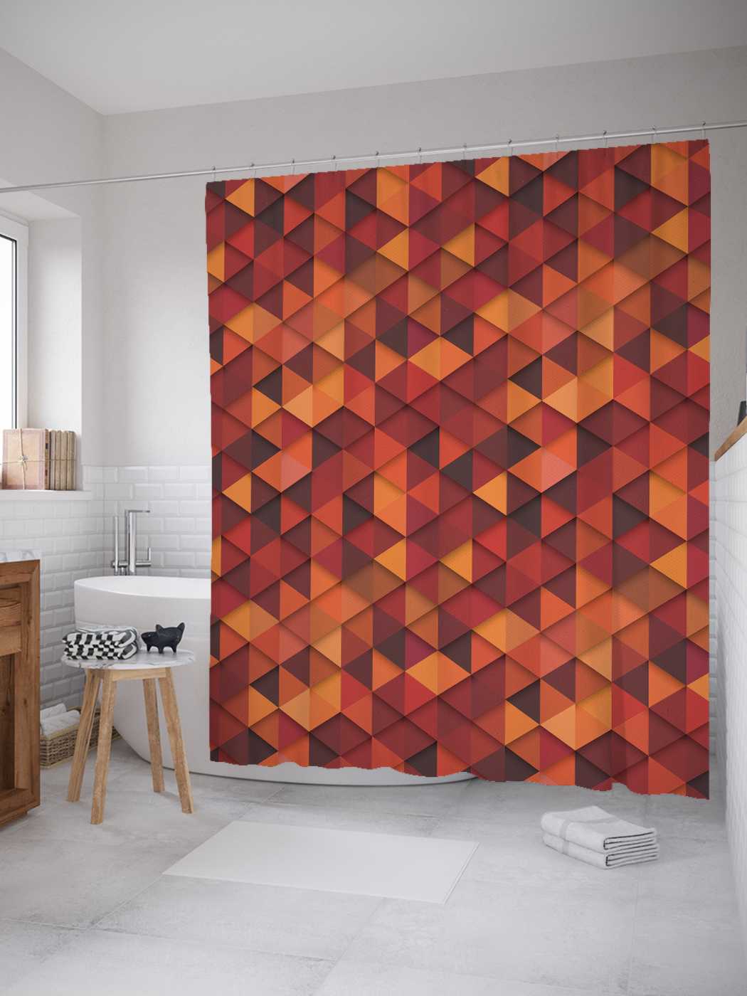 

Штора (занавеска) для ванной JoyArty "Абстракция ромбов" из сатена, 180х200 см с крючками, Бежевый, Абстракция ромбов