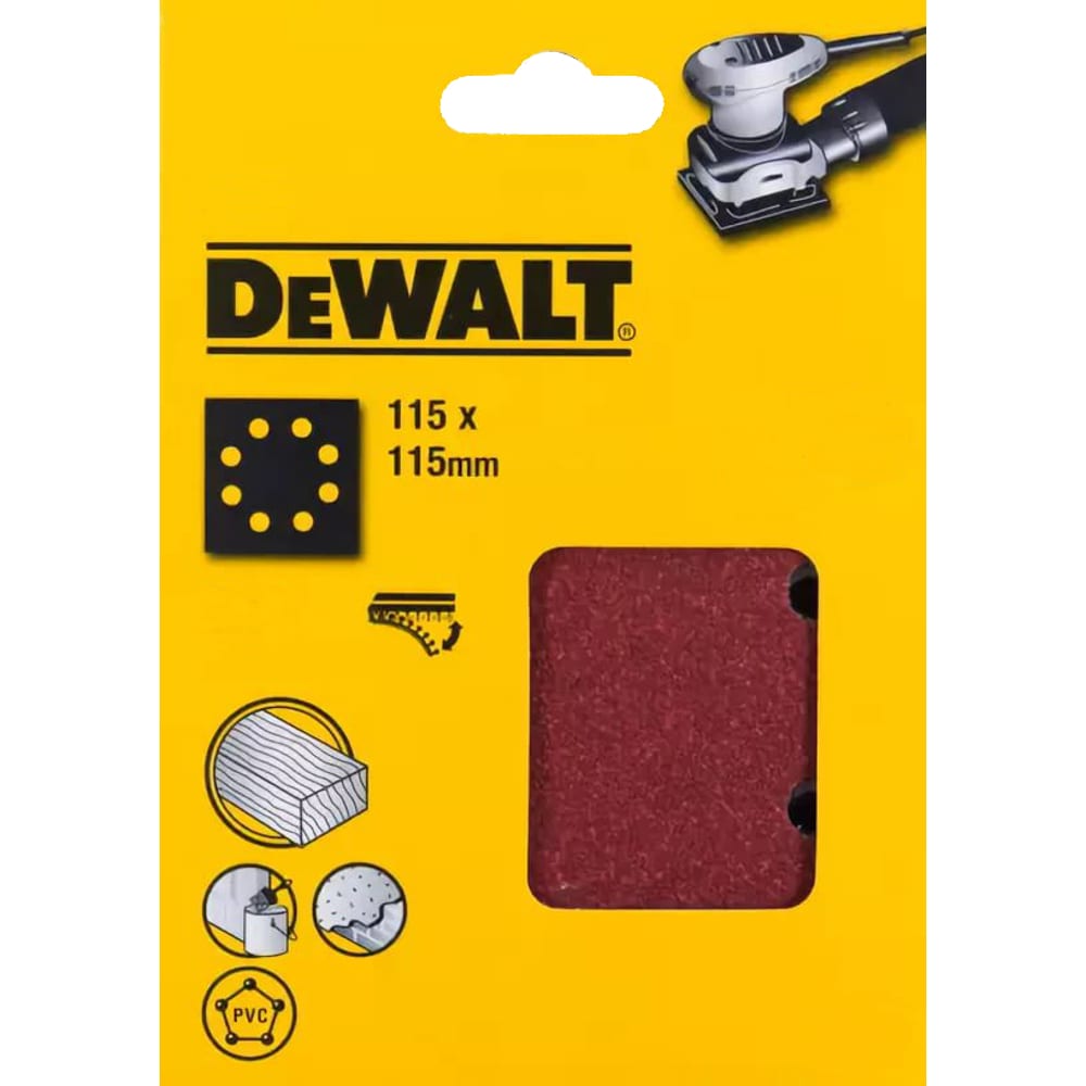 

Лист шлифовальный перфорированный (10 шт; 115х115 мм; 40G) DEWALT DT3020