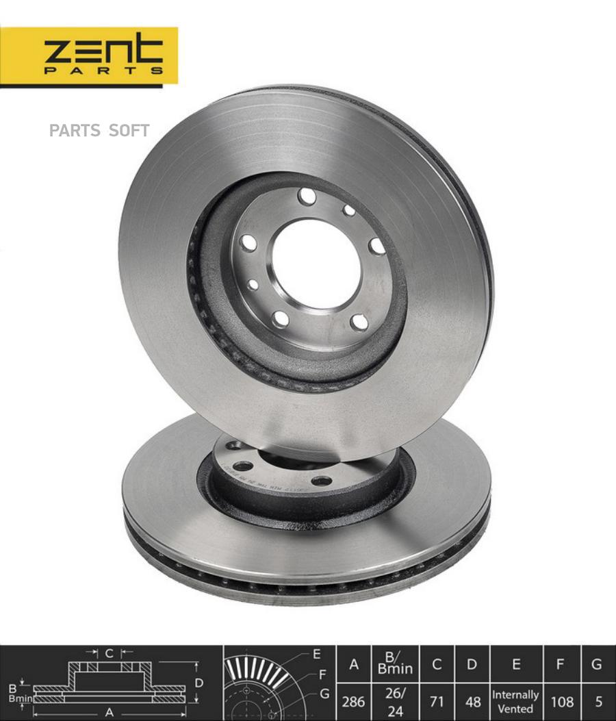 

ZENTPARTS Z06117 Z06117_диск тормозной передний!\ Peugeot 607 2.0-2.2HDi 99 1шт