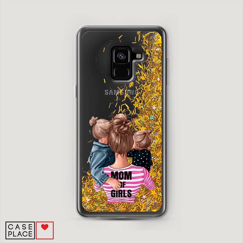 

Жидкий чехол с блестками "Mom of Girls" на Samsung Galaxy A8 2018
