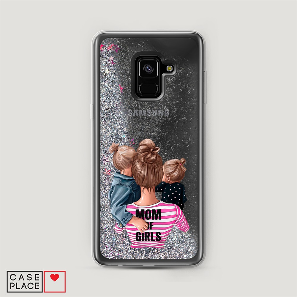

Жидкий чехол с блестками "Mom of Girls" на Samsung Galaxy A8 2018, 25491-1