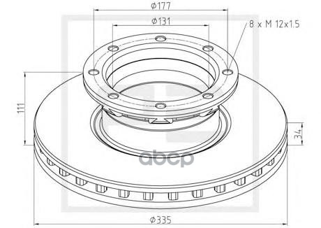 

PE AUTOMOTIVE 01666300A 016.663-00A_диск торм. !335x34/111 8xM12x1.5 \MB ATEGO 612/4/5.812