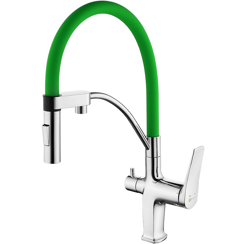 фото Смеситель для кухни lemark comfort lm3074c-green хром зеленый